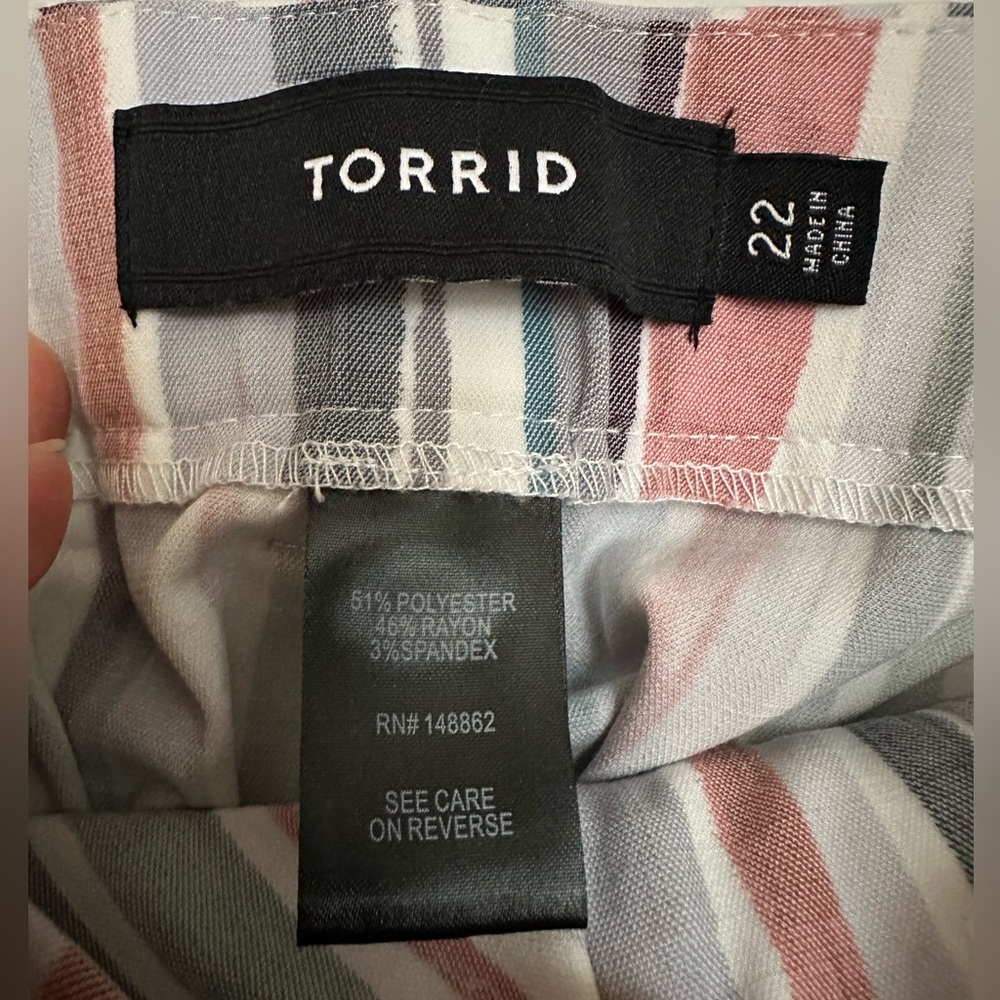 Torrid Multi Stripe Crosshatch Self Tie Wide Leg … - image 5